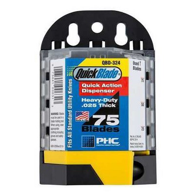 PACIFIC HANDY CUTTER, INC QBD324 Utility Blade w/Dispenser,3/4 In. W,PK75