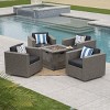 Christopher Knight Home  Achton Outdoor Wicker 5 Piece Swivel Club Chair and Fire Pit Set with Cushions - 2 of 4