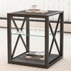 NicBex Industrial 3-Tier End Table with Drawer, Tempered Glass & Metal Frame Side Table, Modern Nightstand for Bedroom, Living Room Small Table - 2 of 4