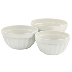 Gibson Broadbrook 3 Piece Stoneware Mixing Bowl Set in Linen - 1 of 4
