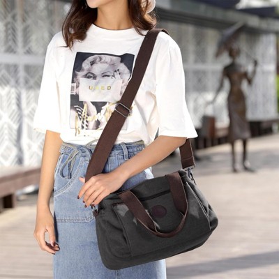 BEAFUP Hobo Handbags:Canvas Crossbody Bag with Multi-Compartment Design for Women, Medium Satchel with Vintage Charm