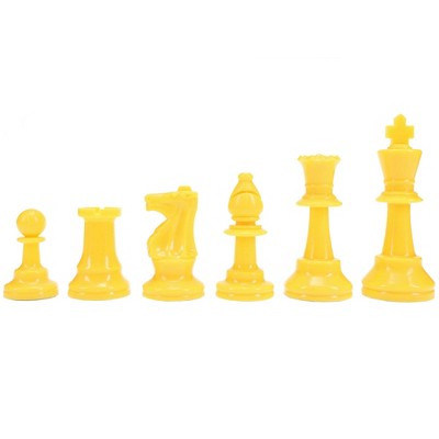 WE Games Color Bright Plastic Staunton Tournament Chess Pieces with 3.75 in. King - Half Chess Set of Chess Pieces Only, Yellow