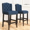 27" Contemporary Tufted Fabric Wingback Counter Stools, Set of 2, Navy Blue with Dark Brown Legs, Stylish and Comfortable Counter Chairs - 4 of 4