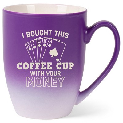 100 North Playing Card 10 Ounce Purple and White Two Toned Ombre, Comfortably Fits Your Hands, Ceramic Tea Coffee Cup Mug, I bought this coffee cup
