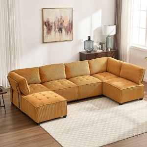 CAVINAS 6-Seater U-Shaped Modular Sectional Sofa,Cloud Couch Sectional with 1 Ottoman,Conversible Chaise Sofa for Living Room - 1 of 4