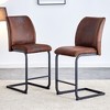 A set of two brown chairs, including suede cushions and black metal legs. Small size, suitable for select groups, suitable for dining room (set of 2) - 2 of 4