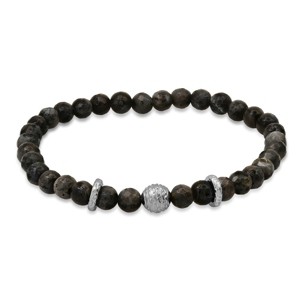 Steeltime  men's sterling silver and gray agate beaded stretch bracelet - 1 of 1