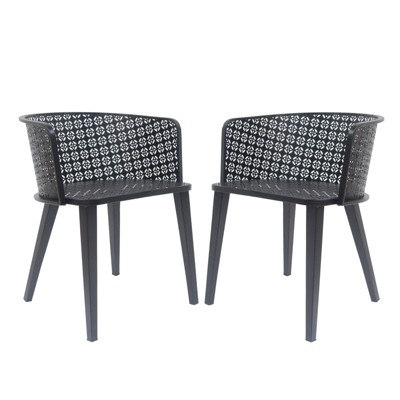 VisioGear Dining Chair, 2-Piece Patio Chairs for Garden, Balcony, Black, 22.25"*21.5"*28.25"
