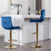 Racxily 2-Piece Bar Stools -Height Adjustable Bar Stools with Chrome Footrest,Swivel Base, Golden Leg,Velvet,Simple Design for Home/Kitchen Bar,Blue - 2 of 4