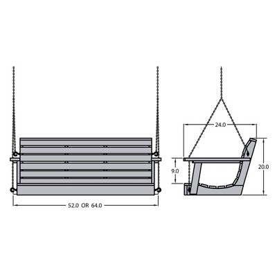 Federal Blue 4' Poly Lumber Porch Swing with Chains