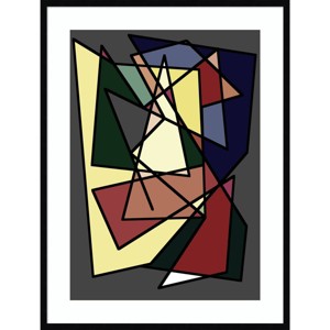 31" x 41" Cubism Landscape by Alex Caminker Wood Framed Wall Art Print - Amanti Art - 1 of 4