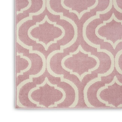 Moroccan Trellis Pink Viscose 8' x 10' Easy-Care Area Rug