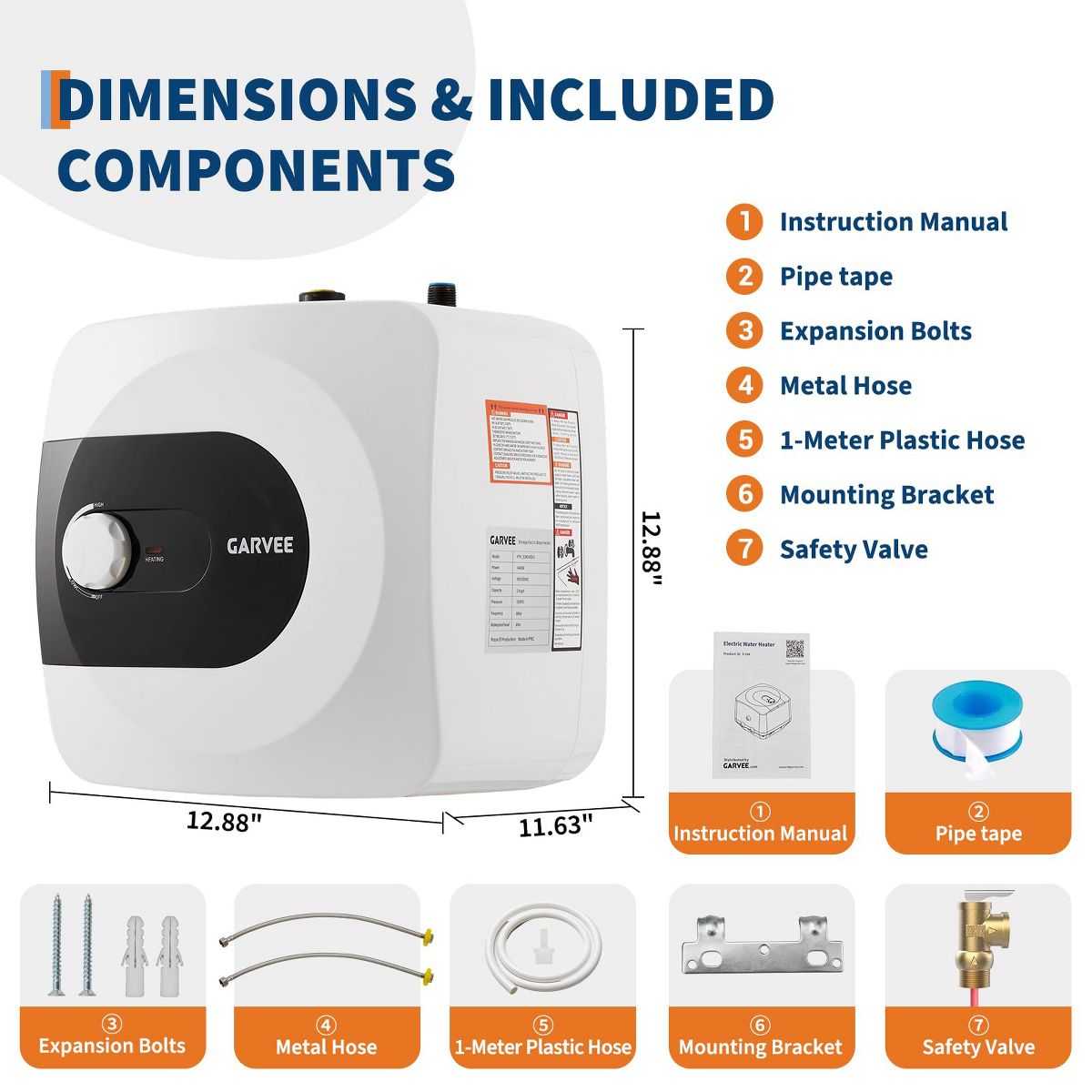 2.6 Gallon Mini Tank Water Heater Electric Under Sink Hot Water Heater Continuous Hot Water for Kitchen Bathroom RV & Small Home - thumbnail 8