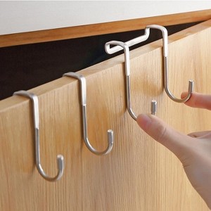 5pcs /Pack S-Shaped Double Hook Stainless Steel Coat And Drawer Door Rear Hook(Stainless Steel Color) - 1 of 4