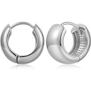 Chunky Gold Huggie Earrings - 18K Gold Plated, Hypoallergenic Hoops for Women & Men - 1 of 4