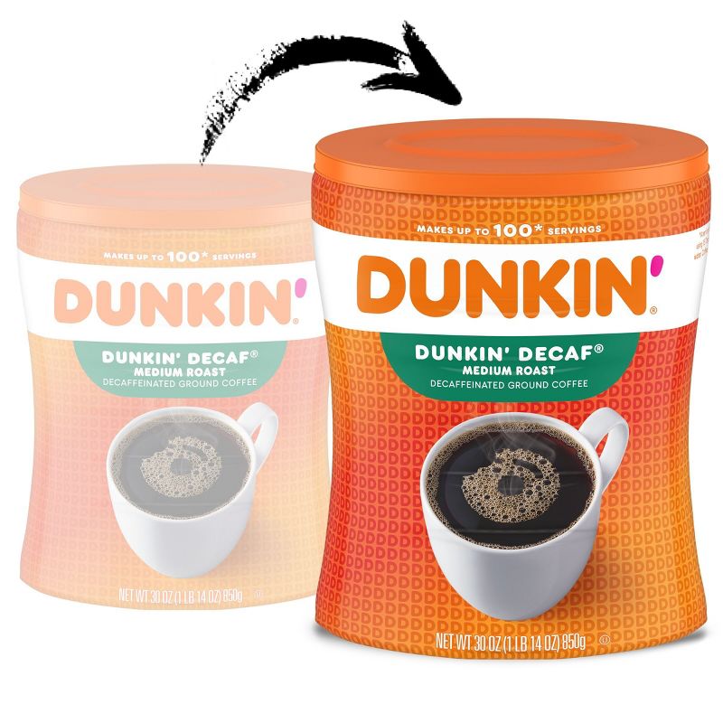 Dunkin Canister Decaf Medium Roast Coffee- 30oz, 4 of 8
