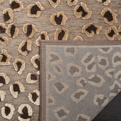 Paradise Beige and Brown Leopard Print Viscose Runner Rug