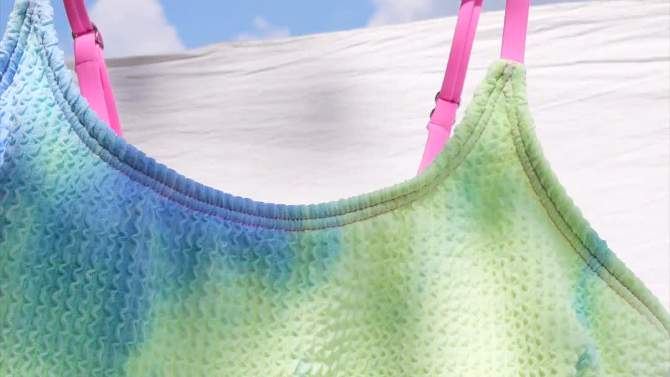 Women's Tie-Dye Wash Textured Scoop Neck High Waist Bikini Set - Cupshe, 2 of 7, play video