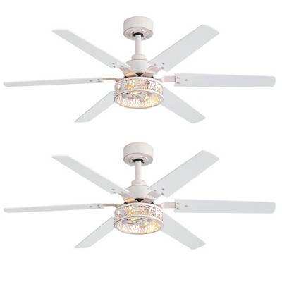 Airsurfer 46" Modern Ceiling Fan 2-Pack in Brushed White Gold with Remote, Reversible Quiet Motor & Light Memory Function