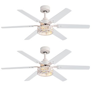 Airsurfer 46" Modern Ceiling Fan 2-Pack in Brushed White Gold with Remote, Reversible Quiet Motor & Light Memory Function - 1 of 4