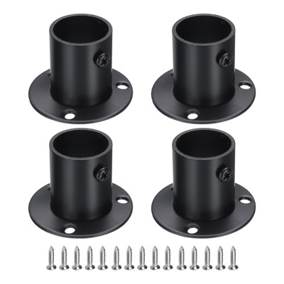 Unique Bargains Stainless Steel Wardrobe Pipe Holder Shower Closet Curtain Rod Pole Brackets 4 Pcs