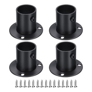 Unique Bargains Stainless Steel Wardrobe Pipe Holder Shower Closet Curtain Rod Pole Brackets 4 Pcs - 1 of 4