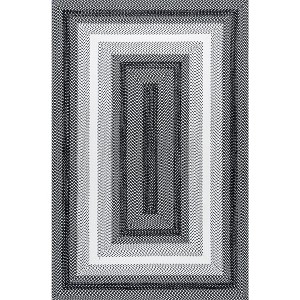 Nuloom Kaila Ombre Bordered Indoor and Outdoor Patio Area Rug, Black, 4'x6' - 1 of 4