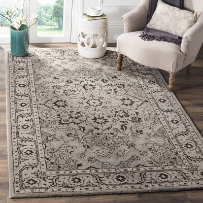 Gray Handmade Tufted Wool 4' x 6' Area Rug