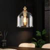 Rennnsan Delvine 9" W 1 - Light Dome Hammered Glass Modern Dimmable Flush Mount in Gold - 2 of 4