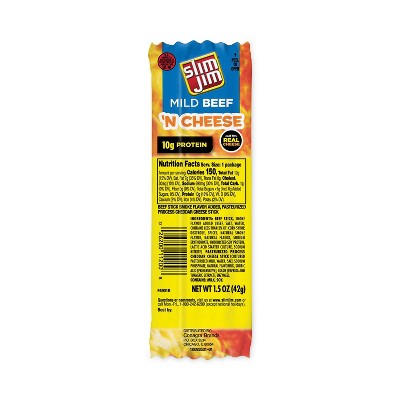 Slim Jim Beef and Cheese Meat Sticks, 1.5 oz, 18/Carton