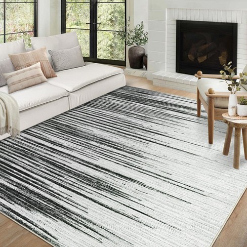 Modern Stripe Rug Soft Washable Rugs For Living Room Stain Resistant ...