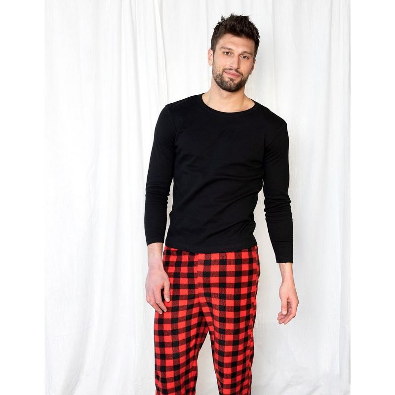 Leveret Mens Cotton Top Fleece Pant Pajamas, 3 of 4