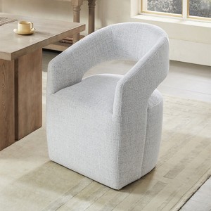 Spruce&Spring Modern Barrel Dining Chair with Caster Wheels & Open Back Fully Assembled, Single - 1 of 4