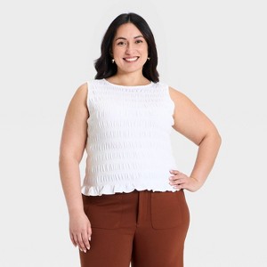 Women's Smocked Tank Top - A New Day™ White 4X : Target
