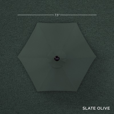 Slate 7.5ft Outdoor Solar Patio Umbrella with LED Lights and Steel Frame