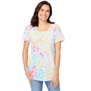 Woman Within Perfect Printed Short-Sleeve Scoopneck Tee - 1 of 4