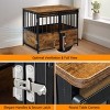 Munora Large Medium Wooden Dog Crate Furniture with Cushion, Heavy Duty Kennel with Double Sliding Doors, Rustic Brown Pet House Side End Table Indoor - 2 of 4