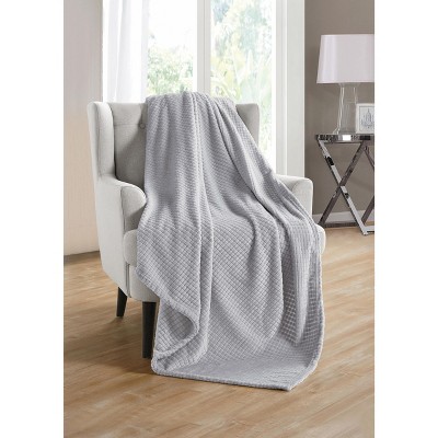 Kate Aurora Living Ultra Soft And Plush Tufted Hypoallergenic Fleece Throw  Blanket Covers - Grey