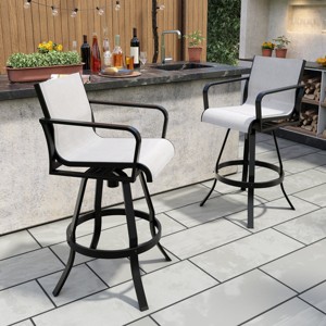 Crestlive Products Swivel Bar Stools Set of 2 Indoor Outdoor Bar Height Chairs with Sunbrella Fabric and Aluminum Frame - 1 of 4