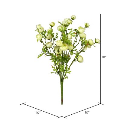 Lush Green 19" Faux Ranunculus Bush Arrangement