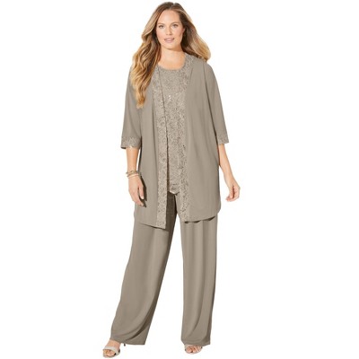 Catherines Women's Plus Size 3-Piece Lace Gala Pant Suit