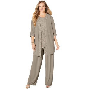 Catherines Women's Plus Size 3-Piece Lace Gala Pant Suit - 1 of 4