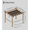 10x10 Ft Outdoor Pergola with Retractable Canopy - Upgraded Aluminum Wood Grain Metal, Modern Backyard Deck, Porch, Durable & Stylish Grape Trellis - 2 of 4