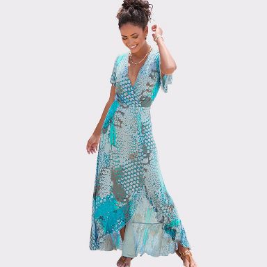 Formal Wrap Dress Australia Wrap Maxi Dress Orange Multi  Venus Fashion