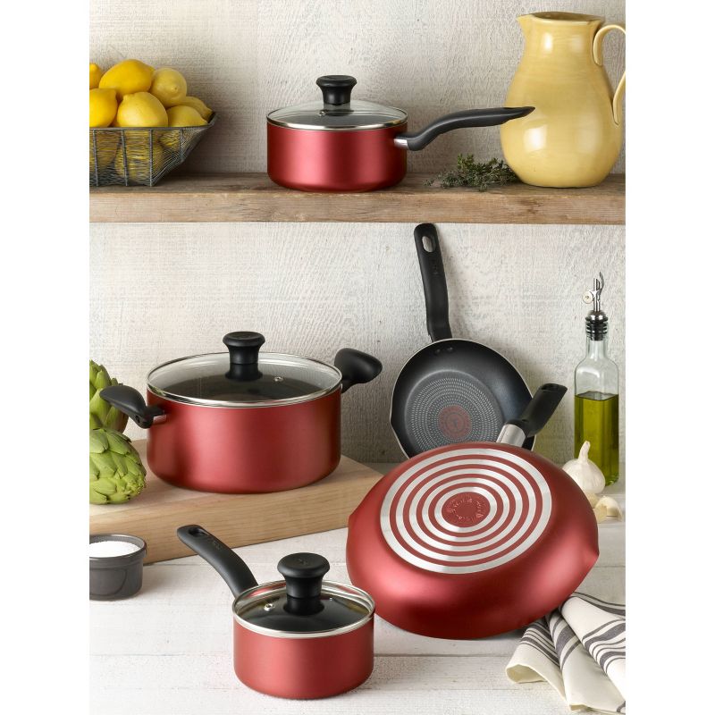 T-fal 18pc Initiatives Nonstick Cookware Set Red, 3 of 9