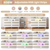 Rattan Dresser for Bedroom, Modern 6 Drawer Double Dresser with LED Lights & Power Outlet, Large Wood Chest of Drawers - 3 of 4