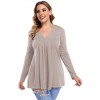 Women's V - Neck Pleated Long - Sleeve Tunic Top, Flowy & Comfortable for Casual Wear - 3 of 4
