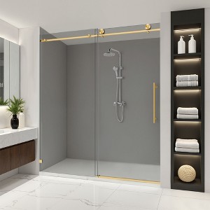 Frameless Shower Door: Fixed and Sliding Panels, 70mm Stainless Pulleys, Soft-Close, Easy-Clean, Safe - 1 of 4