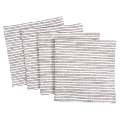 Embroidered Cotton Napkins 20x20 Set of 4 Cloth Dinner Napkins White/Navy