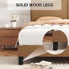 Queen Size Wooden Platform Bed Frame with Leather Upholstered Headboard Solid Wood Slats Support No Box Spring Needed, Easy Assembly - 4 of 4